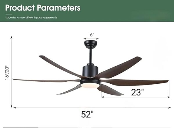 Thor 6 Brown Blades Fan with Light - Image 8