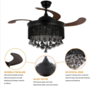 Flight Of Fantasy Control Crystal Chandelier Ceiling Fan