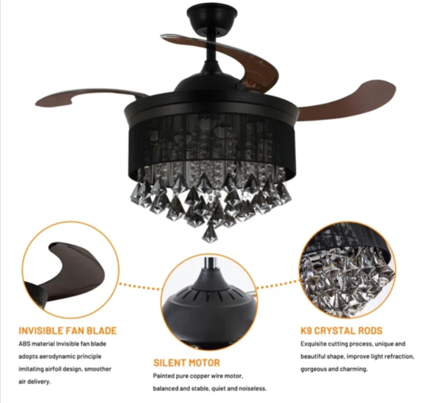 Flight Of Fantasy Control Crystal Chandelier Ceiling Fan