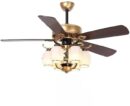 Richard 6 Glass Light Wooden Golden 52 Inch Fan