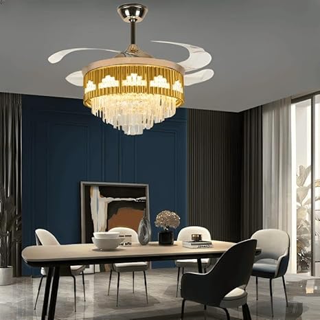 Castle Golden Crystal Chandelier Fan - Image 5