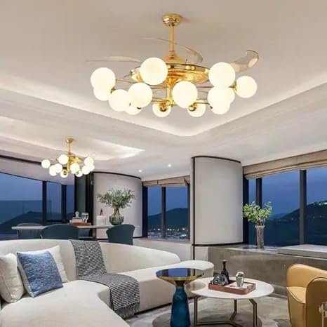 Milky Way 12 Light Frosted Glass Fan - Image 7