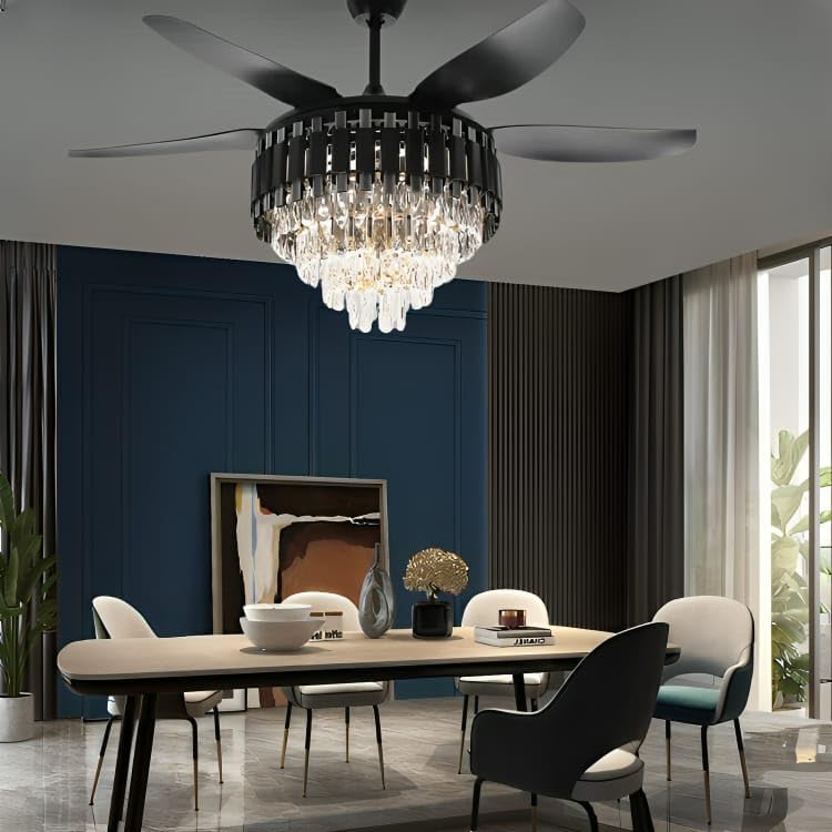Akon Black Gold Crystal Chandelier Fan
