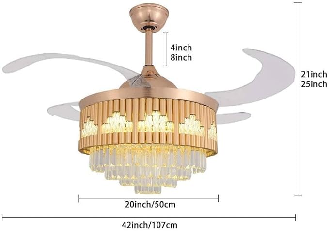 Castle Golden Crystal Chandelier Fan - Image 7