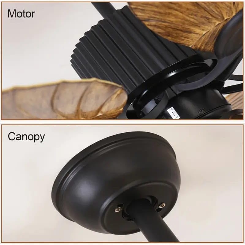 Almighty 5 Brown Palm Leaf Wooden Crafted Blades Fan - Image 4