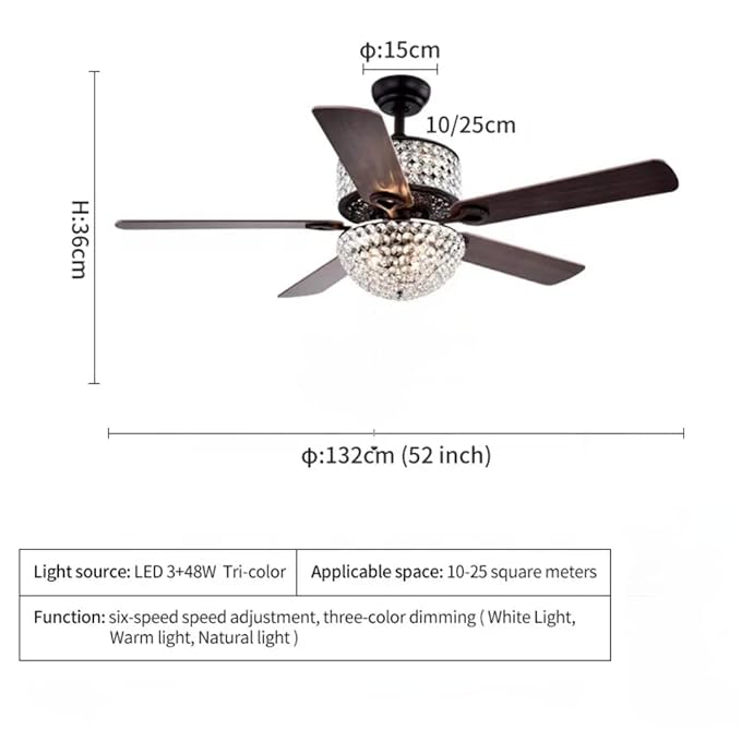 Michael Brown 52 Inch Crystal Chandelier Fan - Image 4