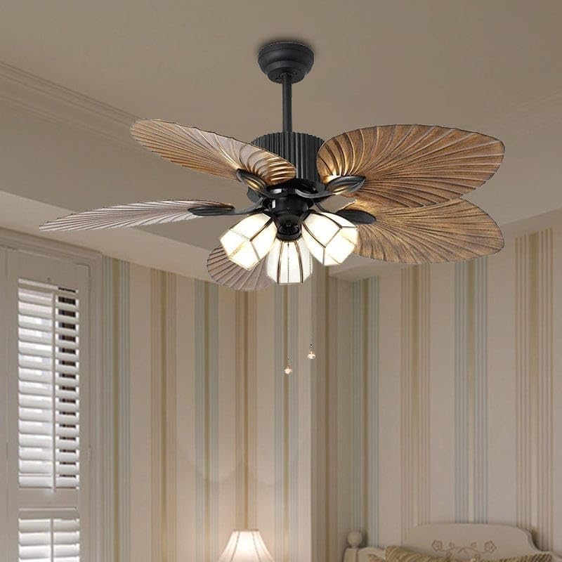 Almighty 5 Brown Palm Leaf Wooden Crafted Blades Fan - Image 5