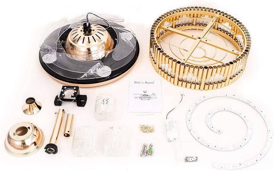 Castle Golden Crystal Chandelier Fan - Image 2