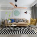 Teak 52 inch Black 3 Solid Wooden Blades Ceiling Fan