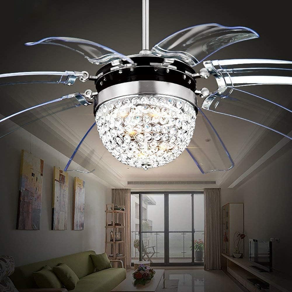 White Tiger 42 Inch Chrome Finish Ceiling Fan with LED Crystal Chandelier Light - Image 3