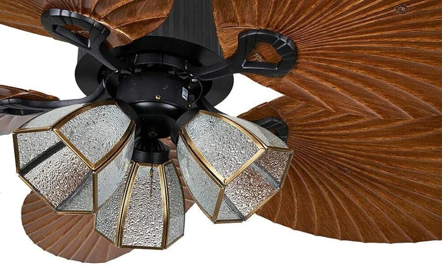Almighty 5 Brown Palm Leaf Wooden Crafted Blades Fan - Image 2