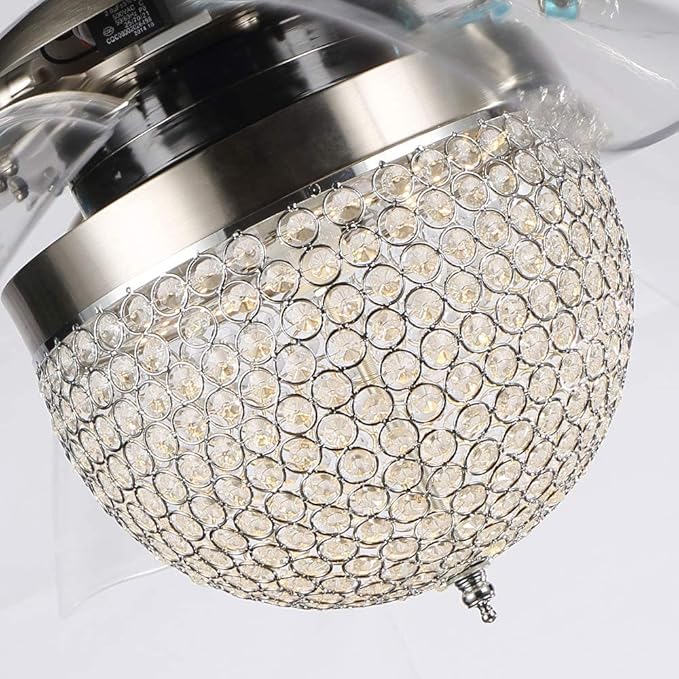White Tiger 42 Inch Chrome Finish Ceiling Fan with LED Crystal Chandelier Light - Image 5