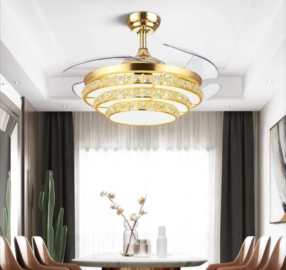 42" Crystal 3 Layers Chandelier Fan