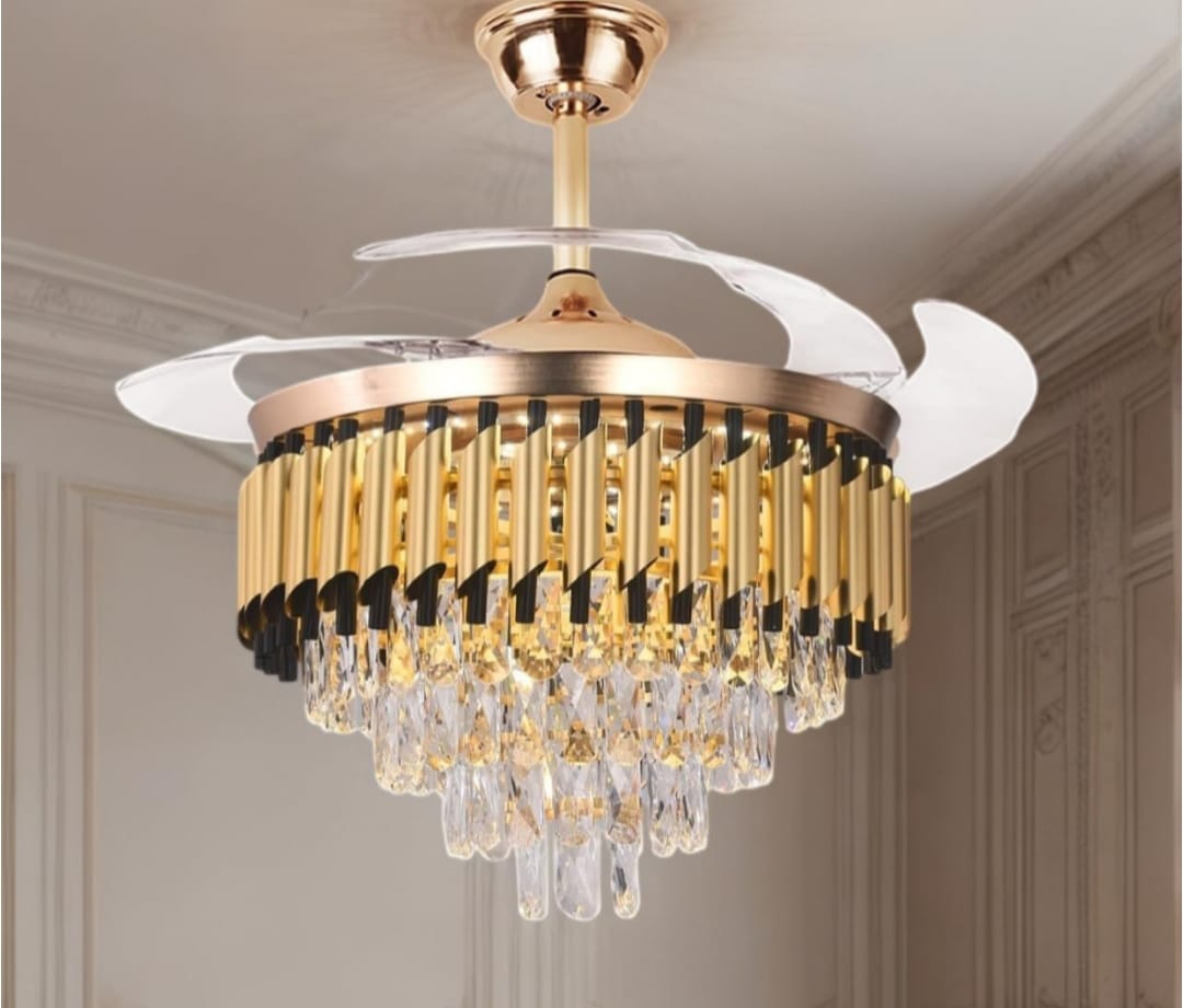 Sapphire K9 Crystal Chandelier Fan Light