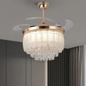 Pearl 42" Feather Crystal Chandelier Fan