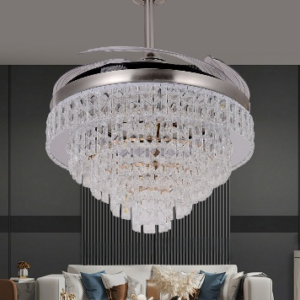 Polka Silver 42" Crystal Chandelier Fan
