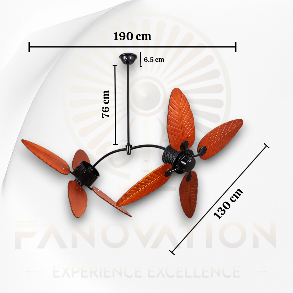 Bumblebee 4 Brown Palm Leaf Wooden Textured Dual Ceiling Fan - Image 5