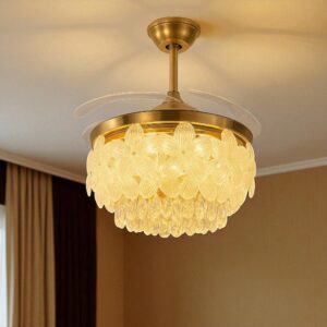 Orchid Golden 42" Flower Crystal Chandelier Fan