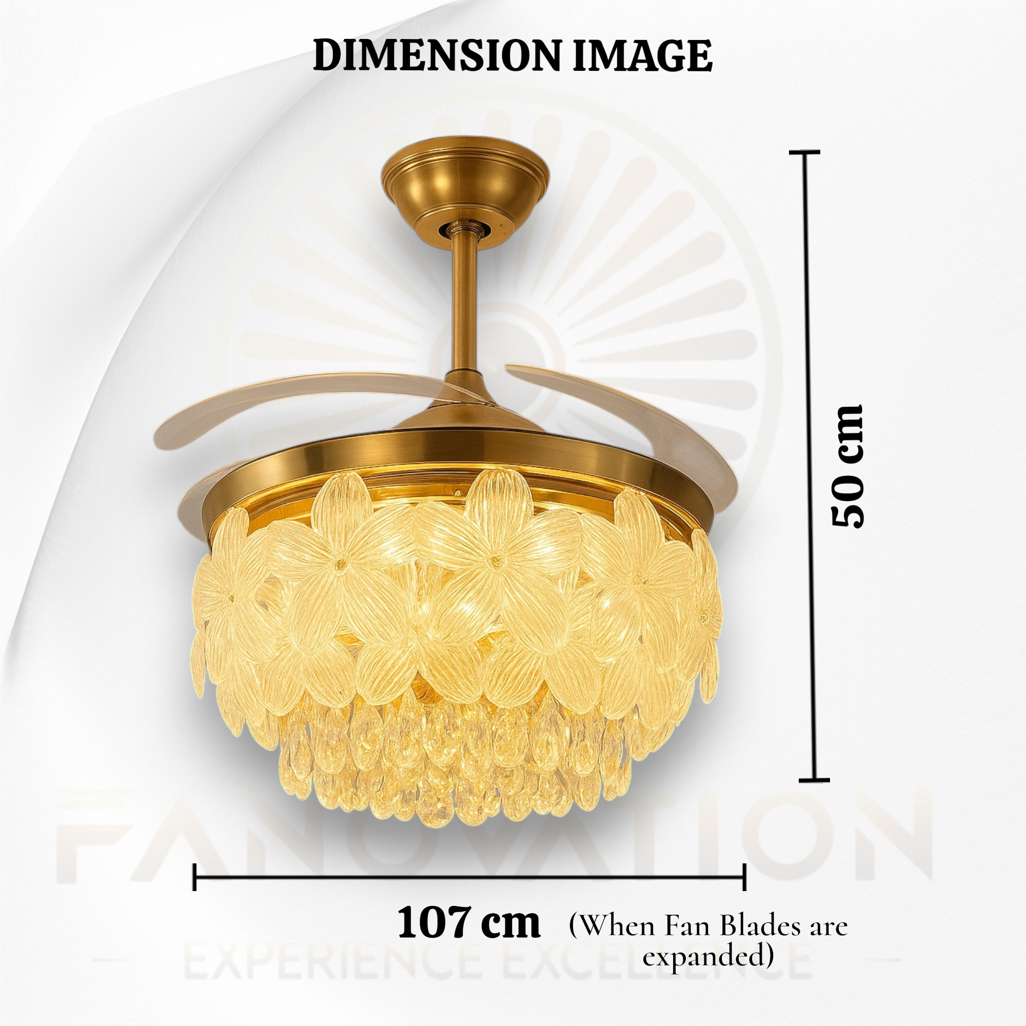 Orchid Golden 42" Flower Crystal Chandelier Fan - Image 5