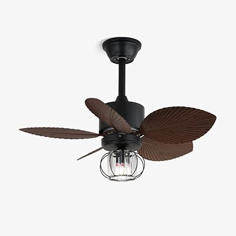 5 Brown Palm Leaf Wooden Crafted Blades Chandelier Fan - Image 2