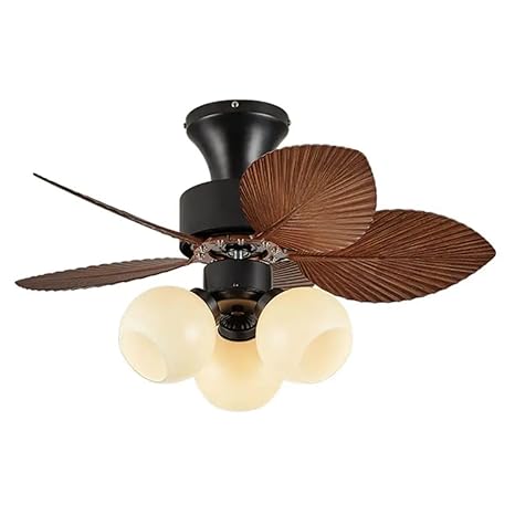 Brown Palm Leaf Wooden Crafted ABS Blades Chandelier Fan - Image 8