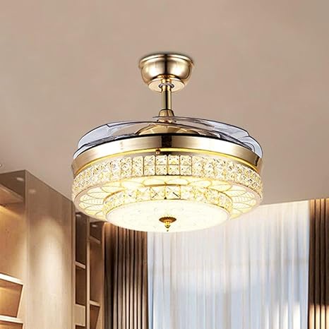 Adah Golden 42 inch with K9 Crystal Retractable Fan - Image 2