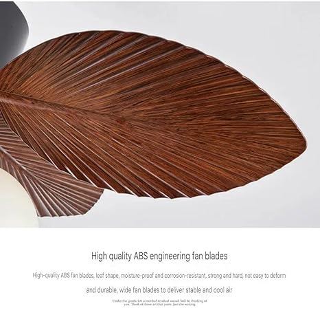 Brown Palm Leaf Wooden Crafted ABS Blades Chandelier Fan - Image 3