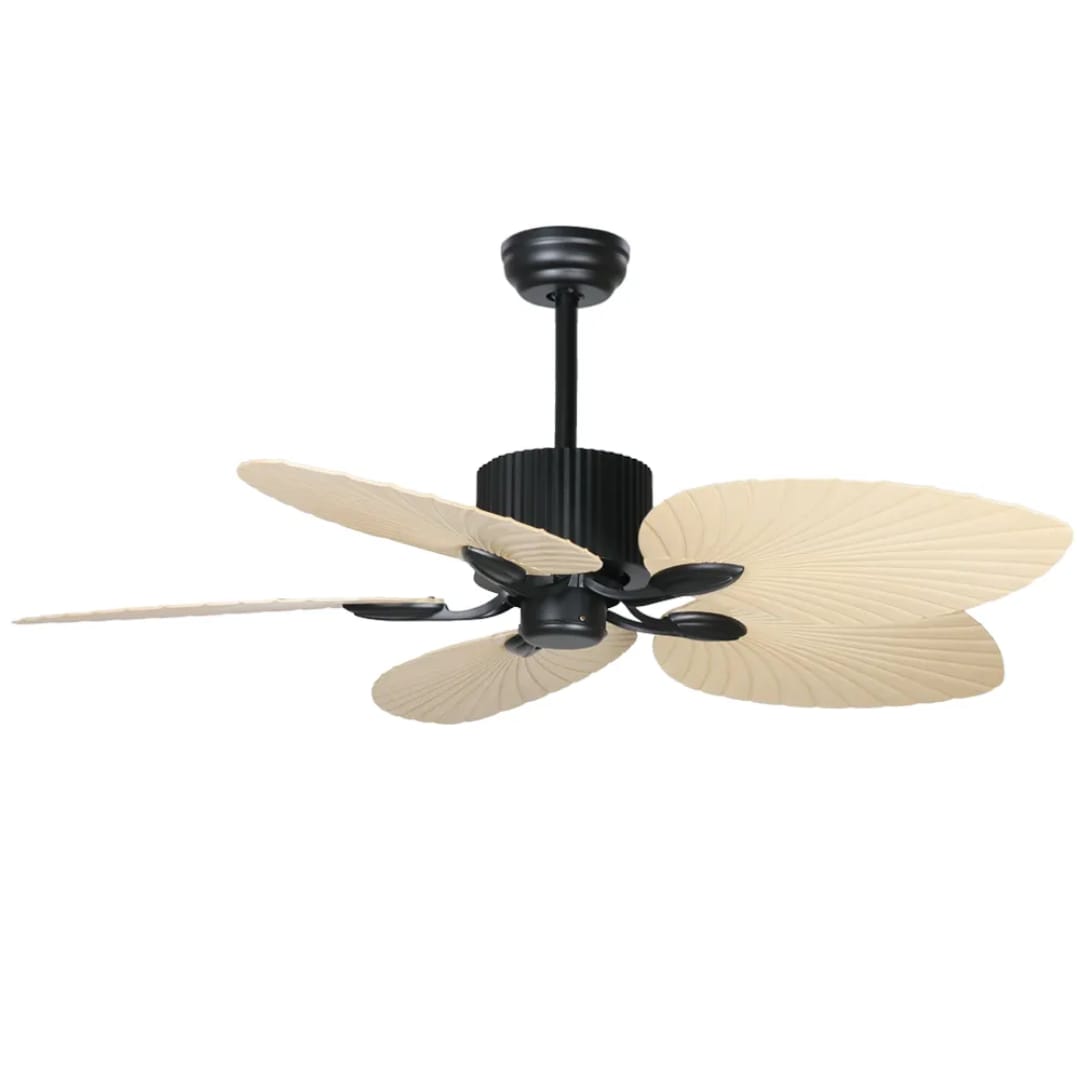 Twilight 5 Beige Palm Leaf Wooden Textured ABS Blades Ceiling Fan - Image 2