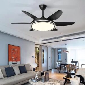 ABS Blades 52 Inch BLDC Ceiling Fan Black Body LED Tricolour Light