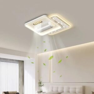 Square Fan with Light White Body Ceiling Fan Lamp