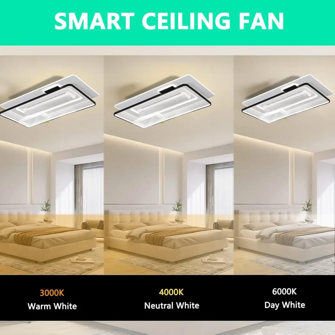 Bladeless Rectangular Fan with Light White Body Ceiling Fan - Image 8