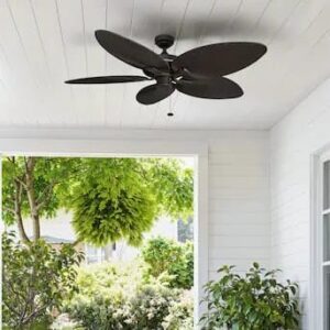 All Black 52" Tropical Palm Leaf Ceiling Fan | 5 ABS Leaf Blades
